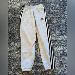 Adidas Kids Off-White Joggers with Black Stripes